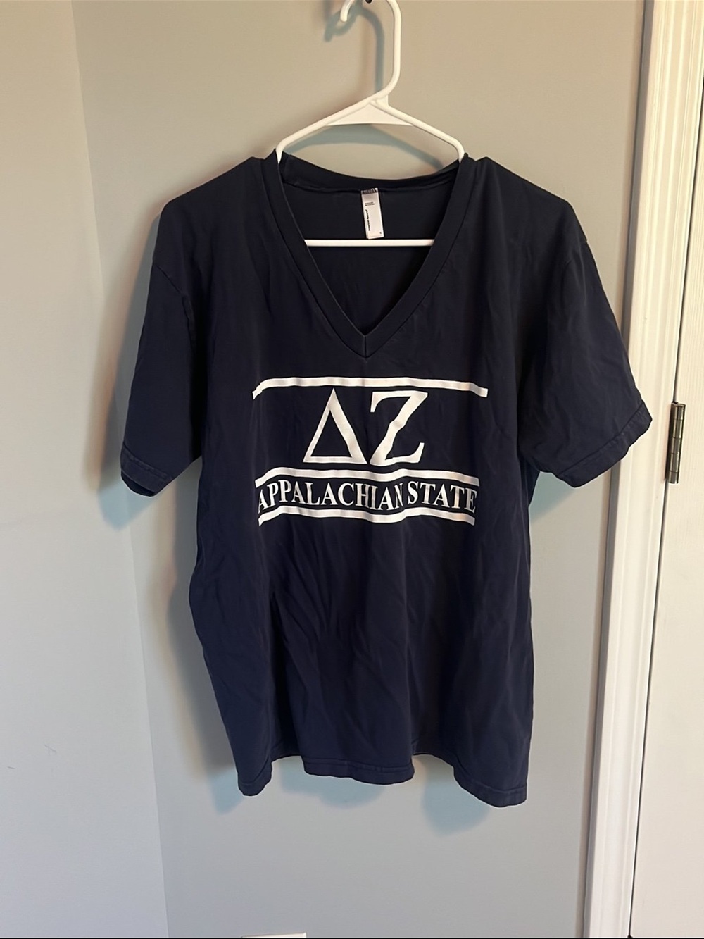 Appalachian State Delta Zeta Navy V-Neck Graphic Tee